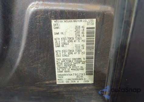 2016 Nissan Frontier Sv z USA, uszkodzony, nr VIN 1N6AD0EV3GN791793